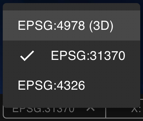 The list of coordinate references