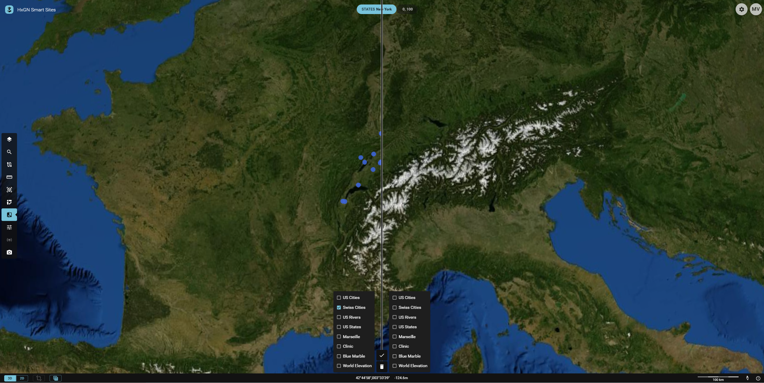 Visually comparing Swiss Cities in HxGN Smart Sites