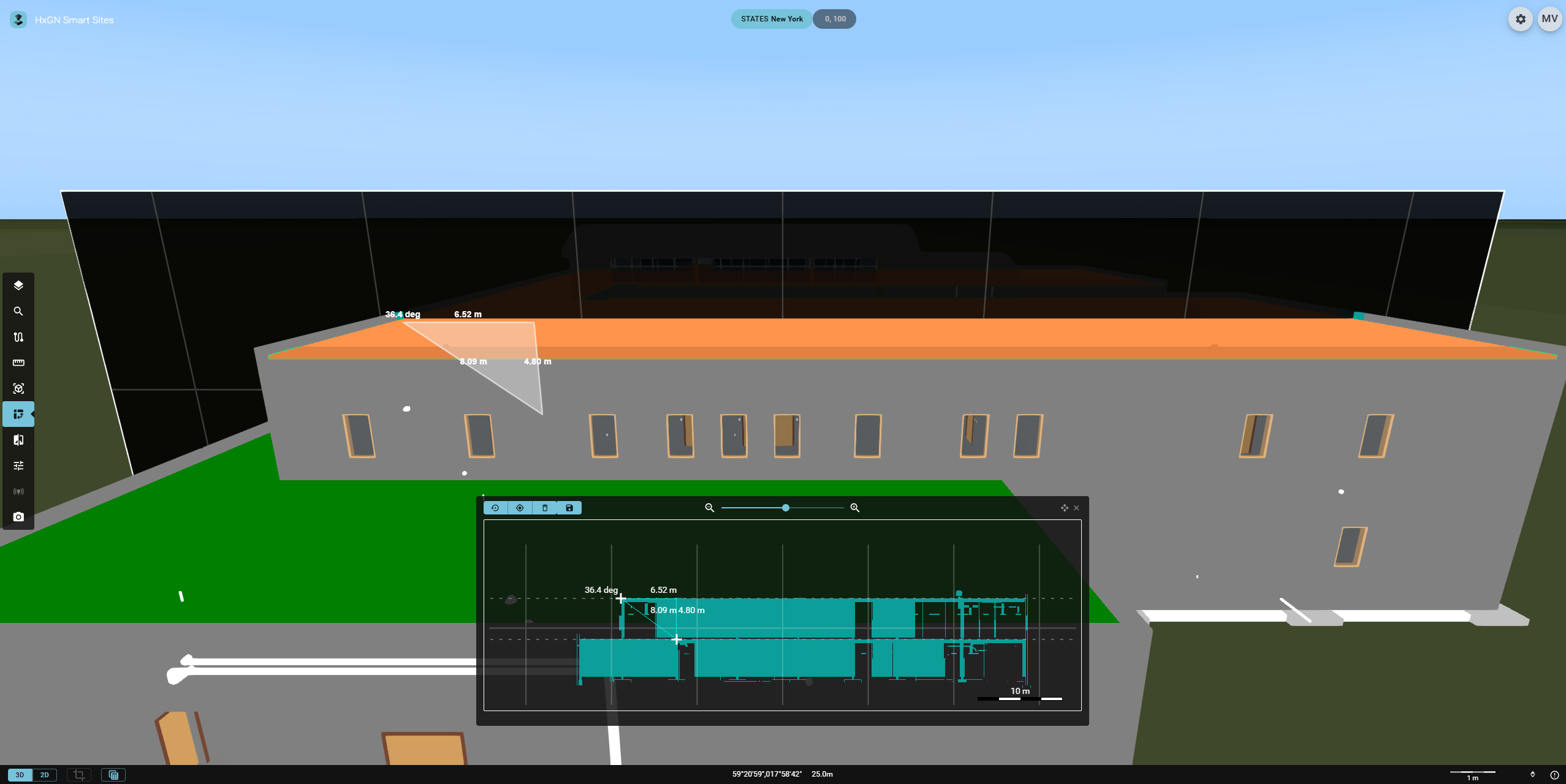 A measurement on a cross-section in HxGN Smart Sites