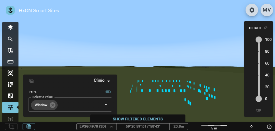 The filtered elements are hidden