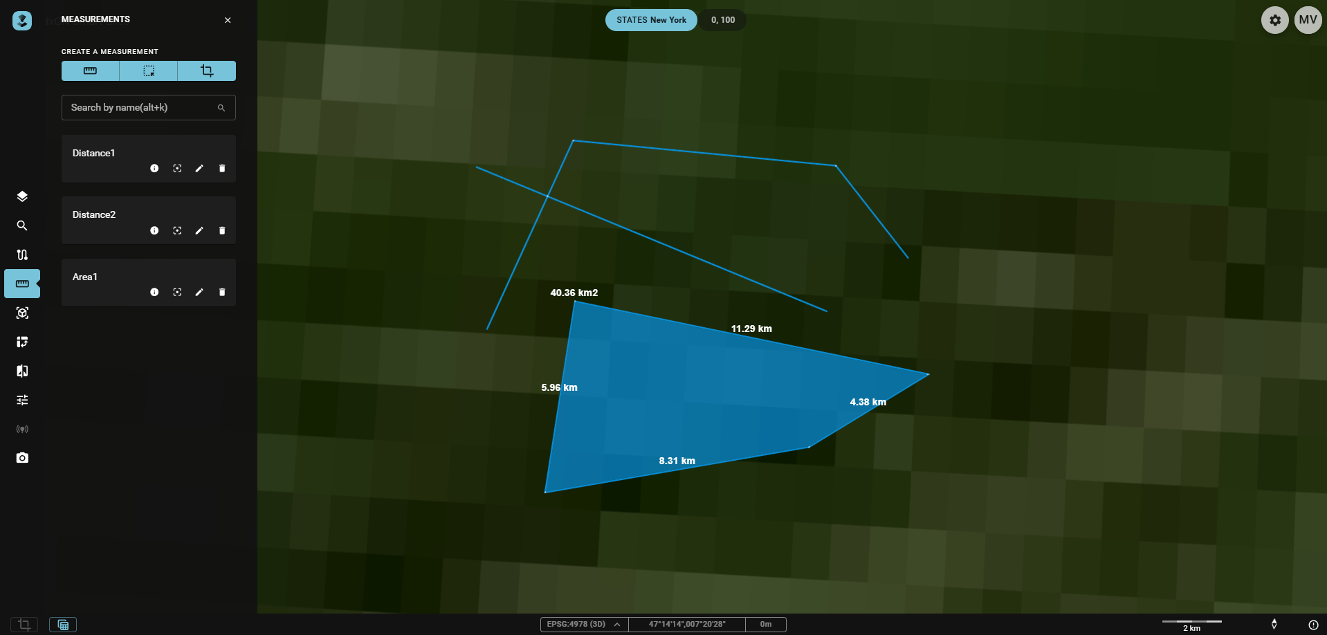 The measurement Menu in HxGN Smart Sites