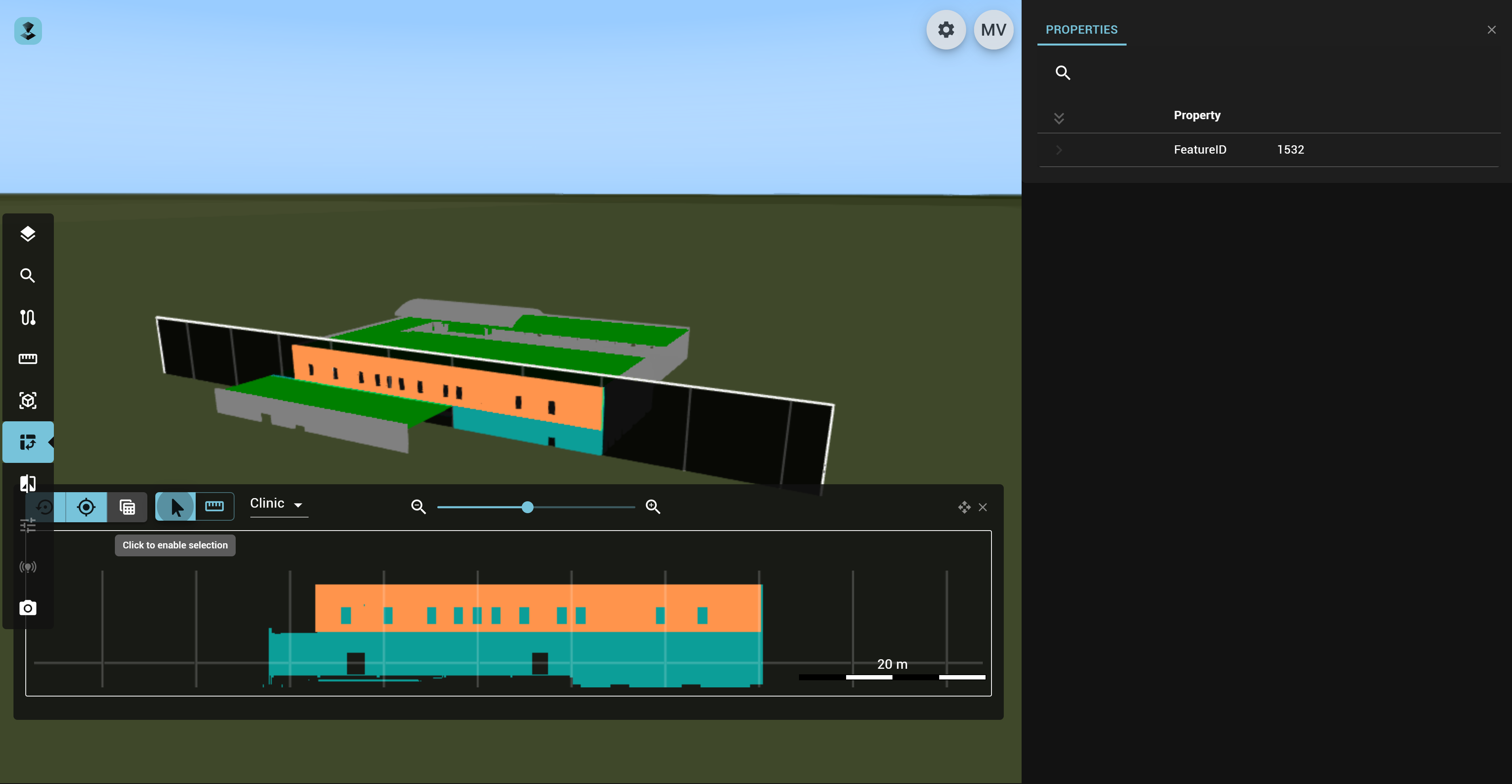 Selection on a cross-section in HxGN Smart Sites
