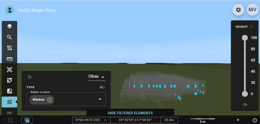 The filtered elements are shown
