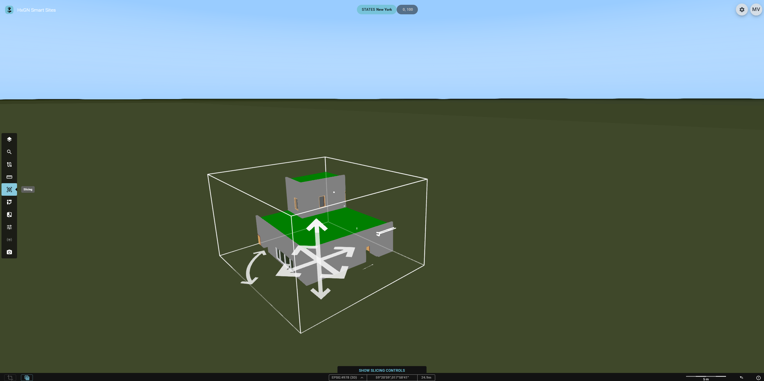 Movemement and rotation controls of a slicing box in HxGN Smart Sites