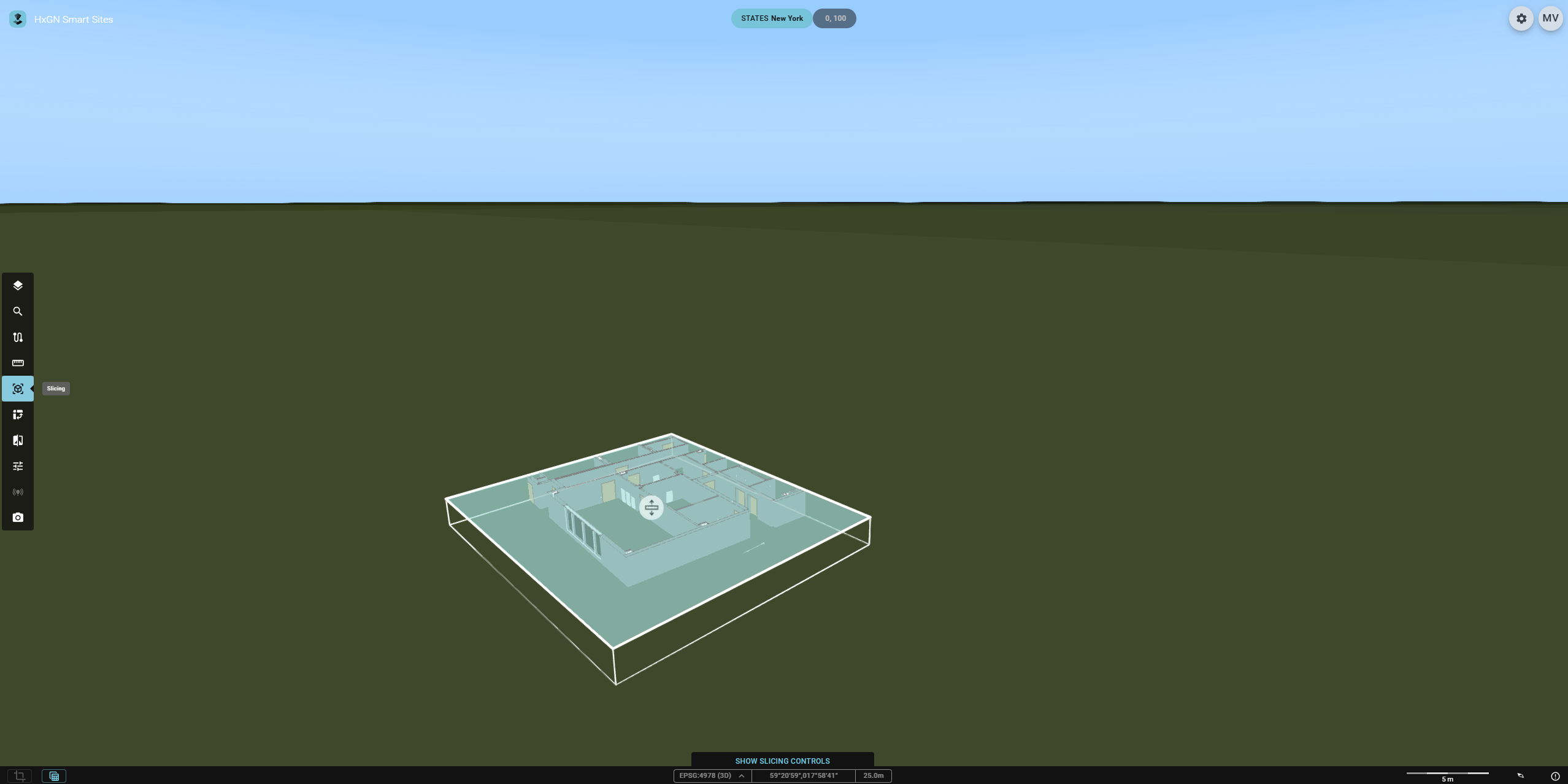 Editing controls of a slicing box in HxGN Smart Sites